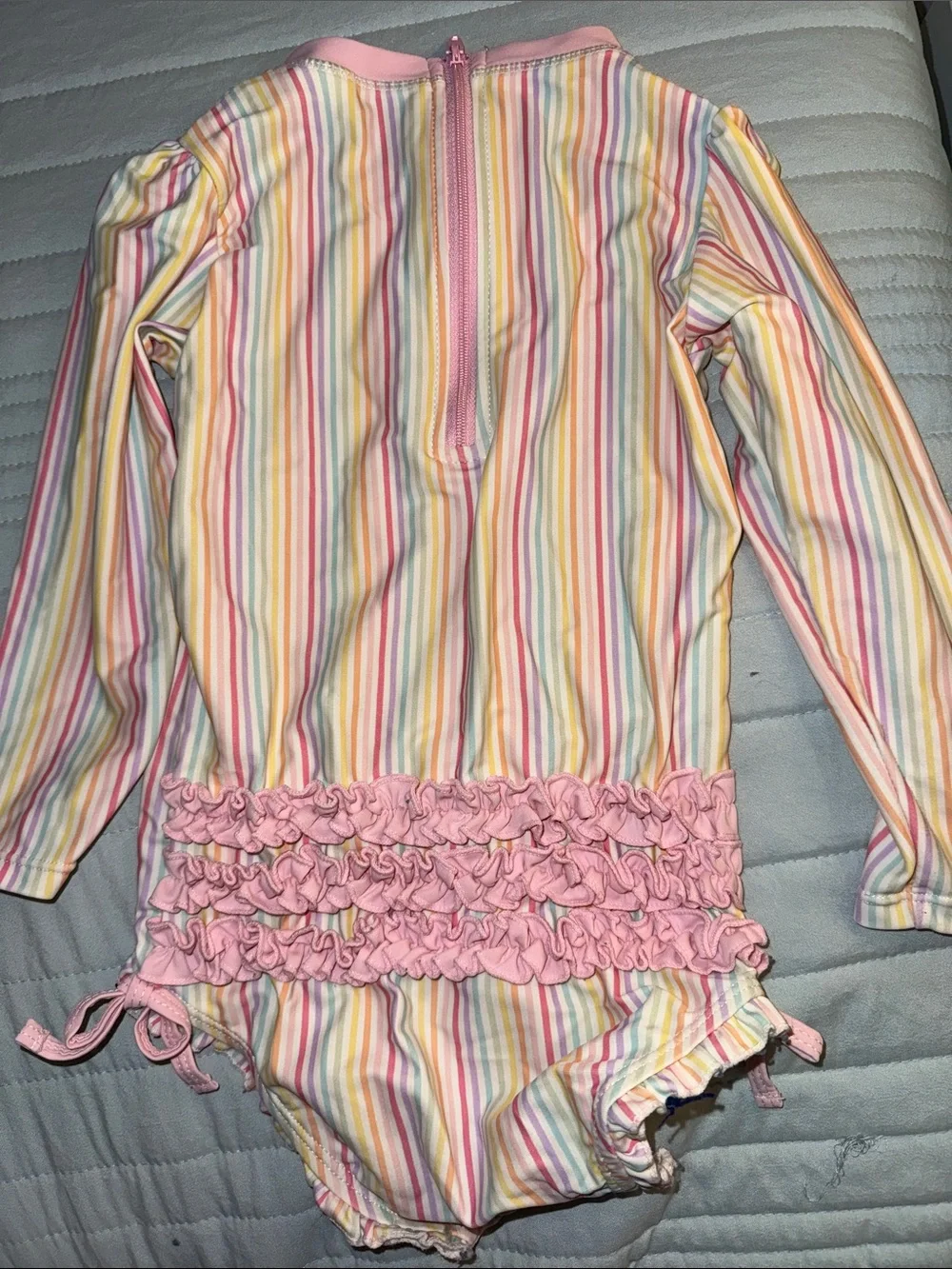 Adorable Pastel Rainbow Ruffle Butts Long Sleeve Swim Suit